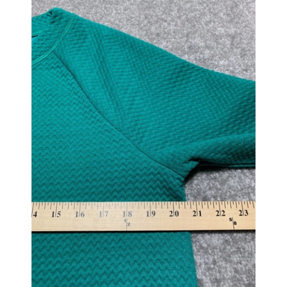 T by Talbots Womens Emerald Green Quilted Chevron Side Zip Top Pullover Large - Picture 9 of 10
